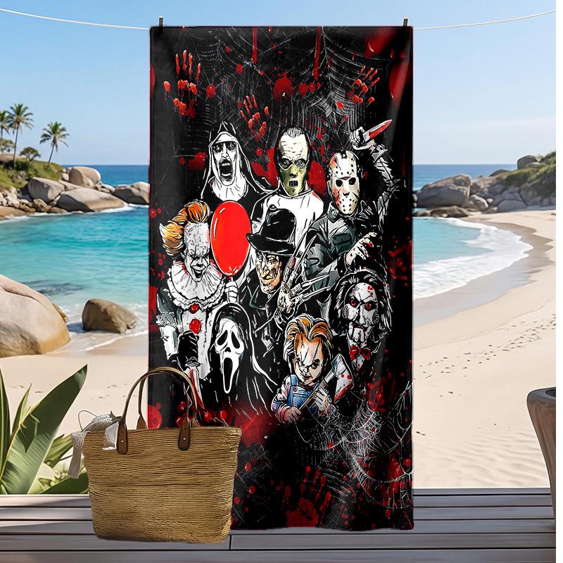 horror movie characters Printed Quick Dry Beach Towel Super Absorbent Soft Lightweight Bath Towel for Pool Summer Travel