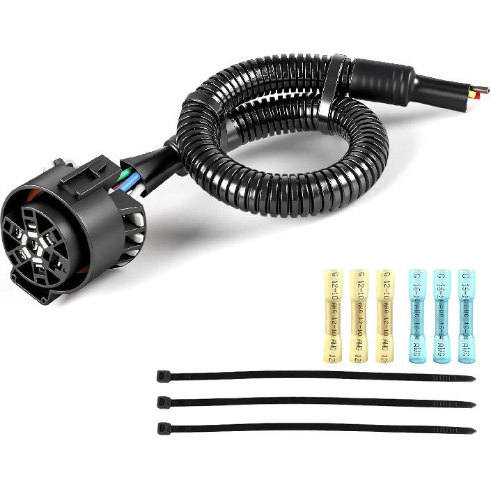 7 Pin Trailer Wiring Harness Kit, Trailer Tow Hitch Wiring Harness Plug Connector Kit, Truck Plug for Ford F-150 F-250 F-350 GM Chevy Dodge Ram,7