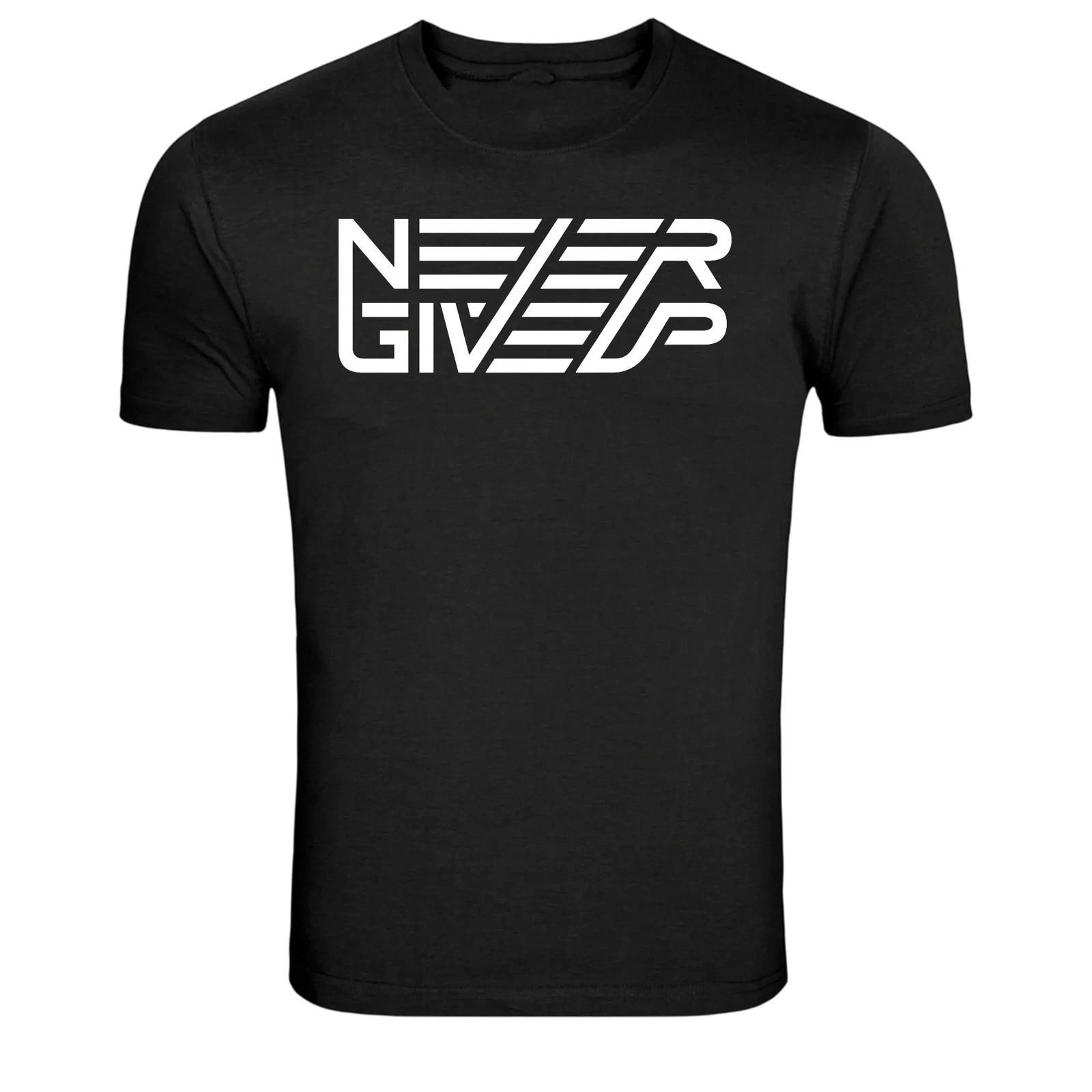 Never Give Up Motivational Typography Graphic T-Shirt S