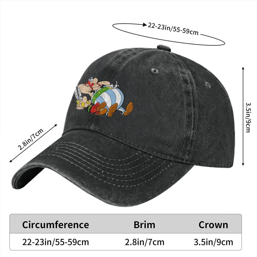 Washed Unisex's Baseball Cap Sleep Trucker Snapback Caps Dad Hat Asterix and Obelix Golf Hats