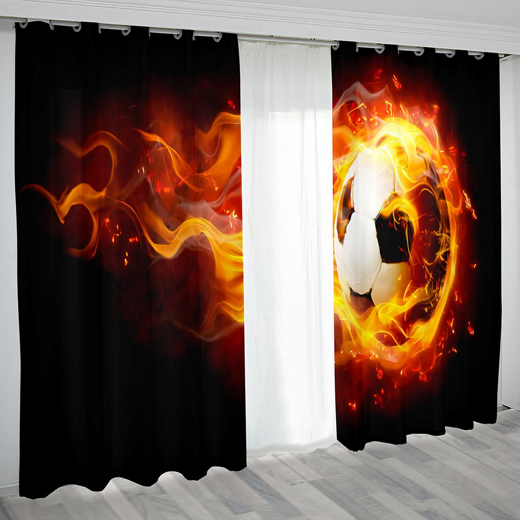 Grünes Gras auf dem Fußball-Design-Serienmuster. Dünner, halbschattierender Verdunkelungsvorhang im Schlafzimmer, Wohnzimmer, Kinderdekor