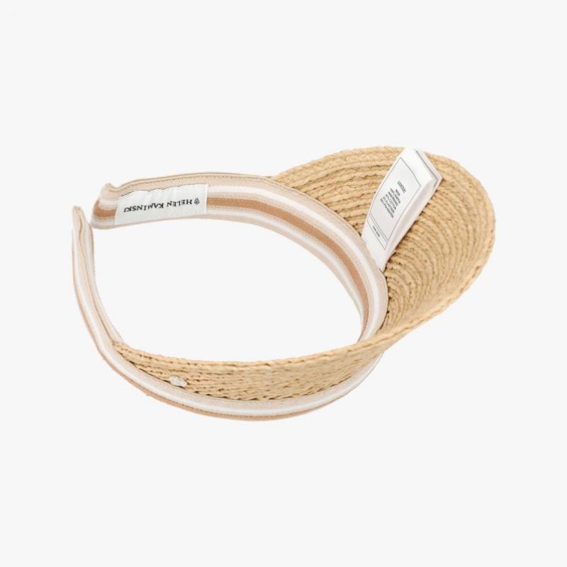 Helen Kaminski Bianka 8 Natural Nuga Stripe Visor Sun Cap