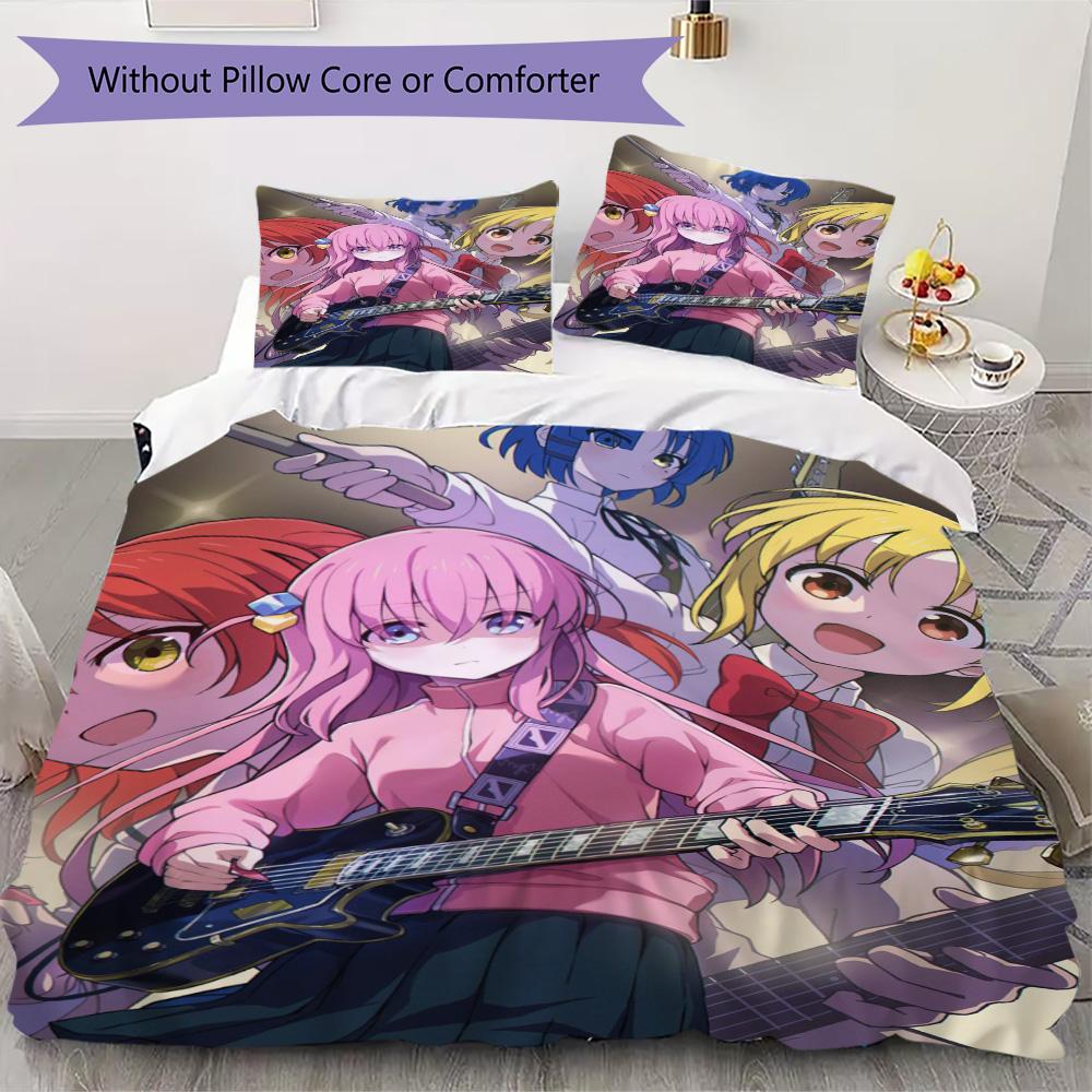 Bocchi Pattern Bedding,Quilt Set Quilt Cover Pillowcase Home Birthday Gift (1*duvet cover+2*pillowcase,without core)DSJT0925088