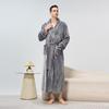 Men's Shawl Collar Robes Full Length Fleece Plush Bathrobes Soft Spa House Coat with Pockets Fluffy Spa Robes Unisex Winter Cozy Warm Spa Long Robe