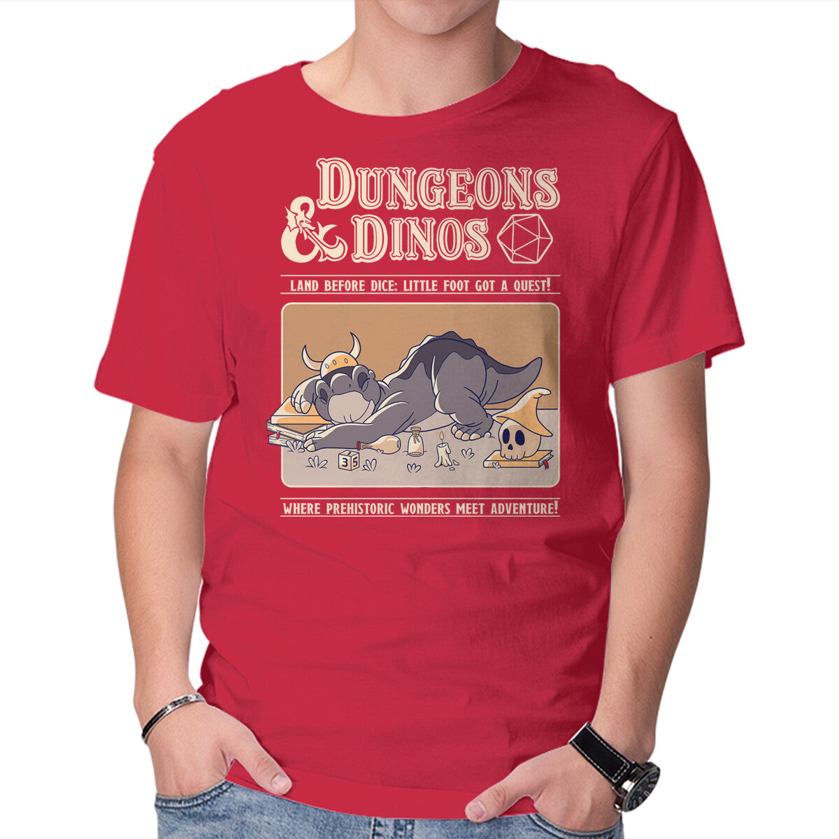 Unisex Crew Neck T-Shirt Dungeons & Dinos Graphic Short Sleeve Casual Tee XXXL
