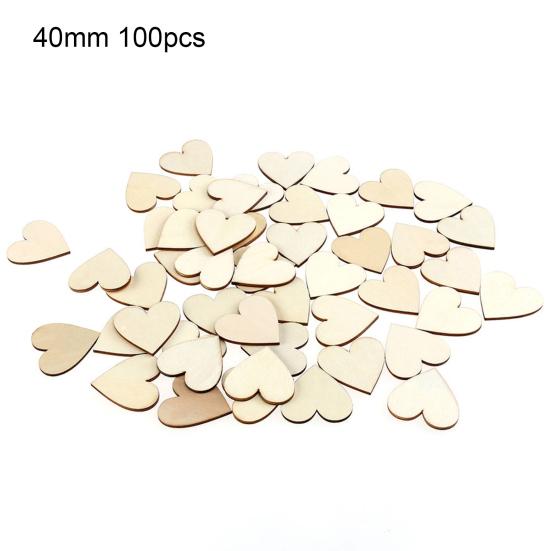 100 Adet Ahşap Aşk Kalbi Şeklinde Süsleme Levhaları Düğün El Sanatları 20/30/40mm