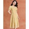 Melanie French Floral Pleated Square Neck Summer Maxi Dress