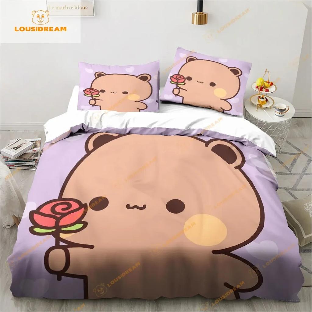 Bubu Dudu Cartoon Cute Bear Kawaii Christmas Gift King Twin Double Child Bedding Set Microfiber or Polyester Duvet Cover Set