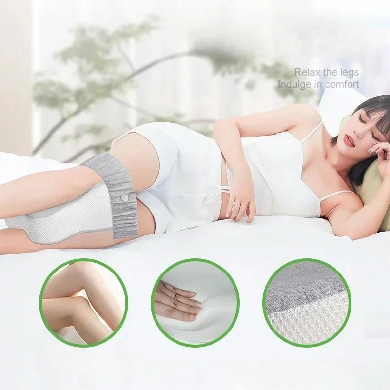 Almohada ortopédica para piernas con memoria de rebote lento de algodón y abrazadera para piernas, almohada de maternidad con correa ajustable para dormir de lado, almohada para piernas y rodillas