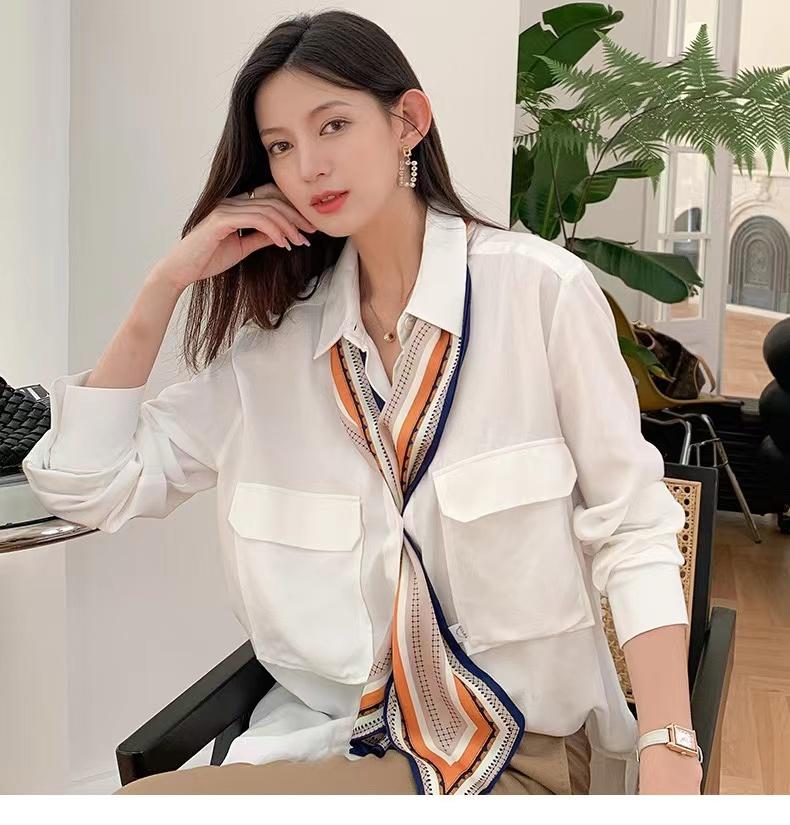Long Silk Scarf Bag Tie Lady Neck Skinny Scarves Hairband Foulard Horse Print Brand Lady Neckerchief Ribbon 2024 Spring New