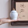 Nordic Mini Ceramic Tea Leaf Jar Fragrant Powder Sealing Portable Travel Small Tea Jar Gilded Porcelain Storage Bottle Container