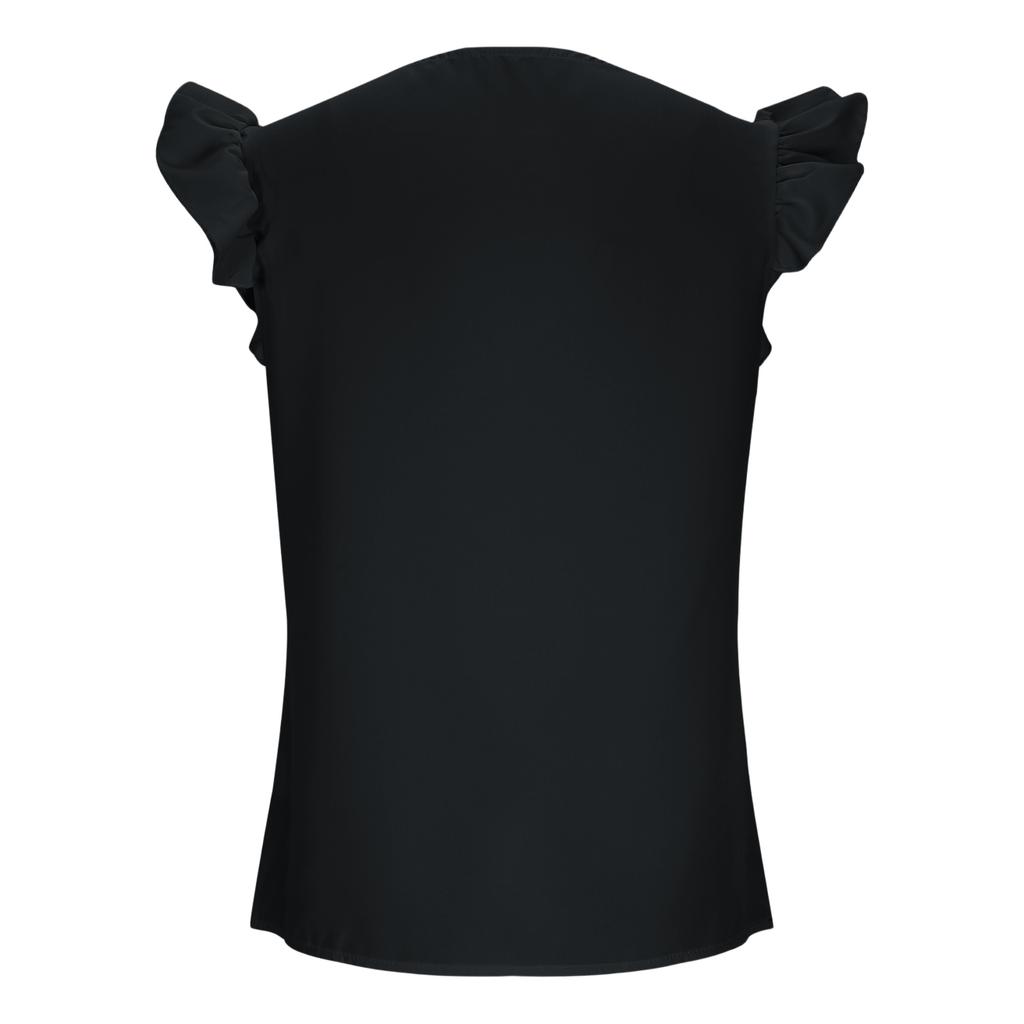 Damenmode Spitzenbesatz Patchwork Locker geschnittenes Tanktop mit kurzen Ärmeln Lässige Bluse