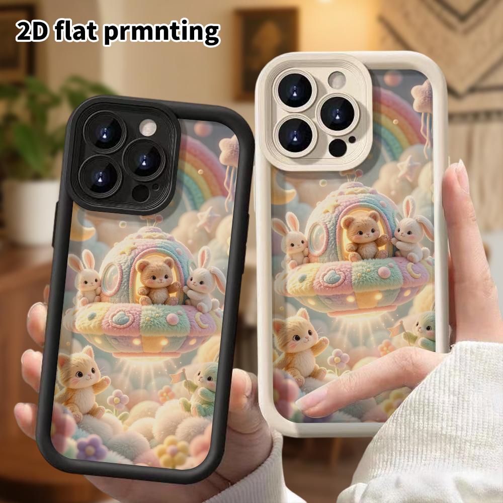 Phone Case: 2D flat, suitable for iPhone 18, 17, 16, 15, 14, 13, 12Pro protective case, space party, perfect Christmas and Halloween holiday gift