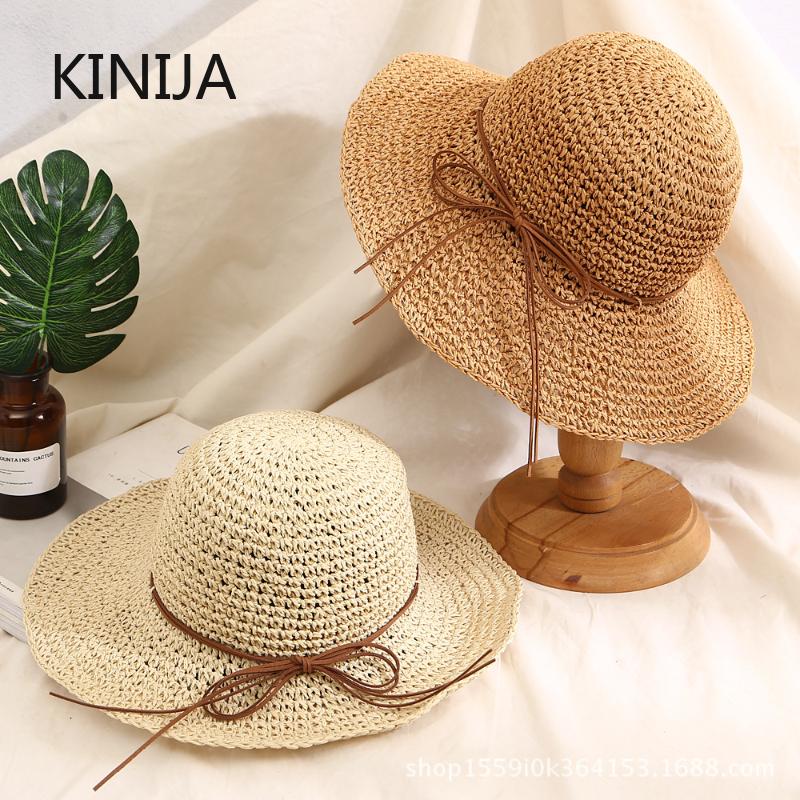 Holiday Beach Fisherman Hat Large Brim Sun Protection Woven Straw Hat Women Panama Chapeau Korean Style