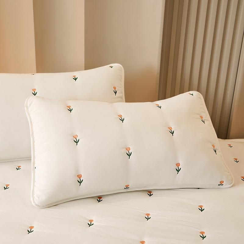 Washed Cotton Soybean Embroidered Bed Sheet, Skin-friendly Maternal and Infant-grade Bed Cover, Warm Bed Protector, Simmons Protective Cover