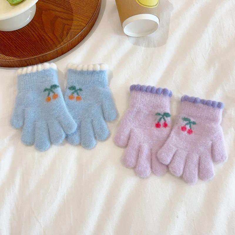 Süßkirsche Kinder Warme Handschuhe  Verdickt für Winter Kälteschutz  Anti-Erfrierungs Hände für Jungen und Mädchen  Fünf Finger zum Radfahren