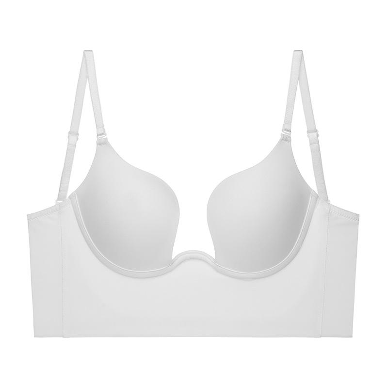 

2022 Stylish Low Back One-Strap Push-Up Bra with Thin Cups, Plus Size, and Three Wearing Options 70C білий