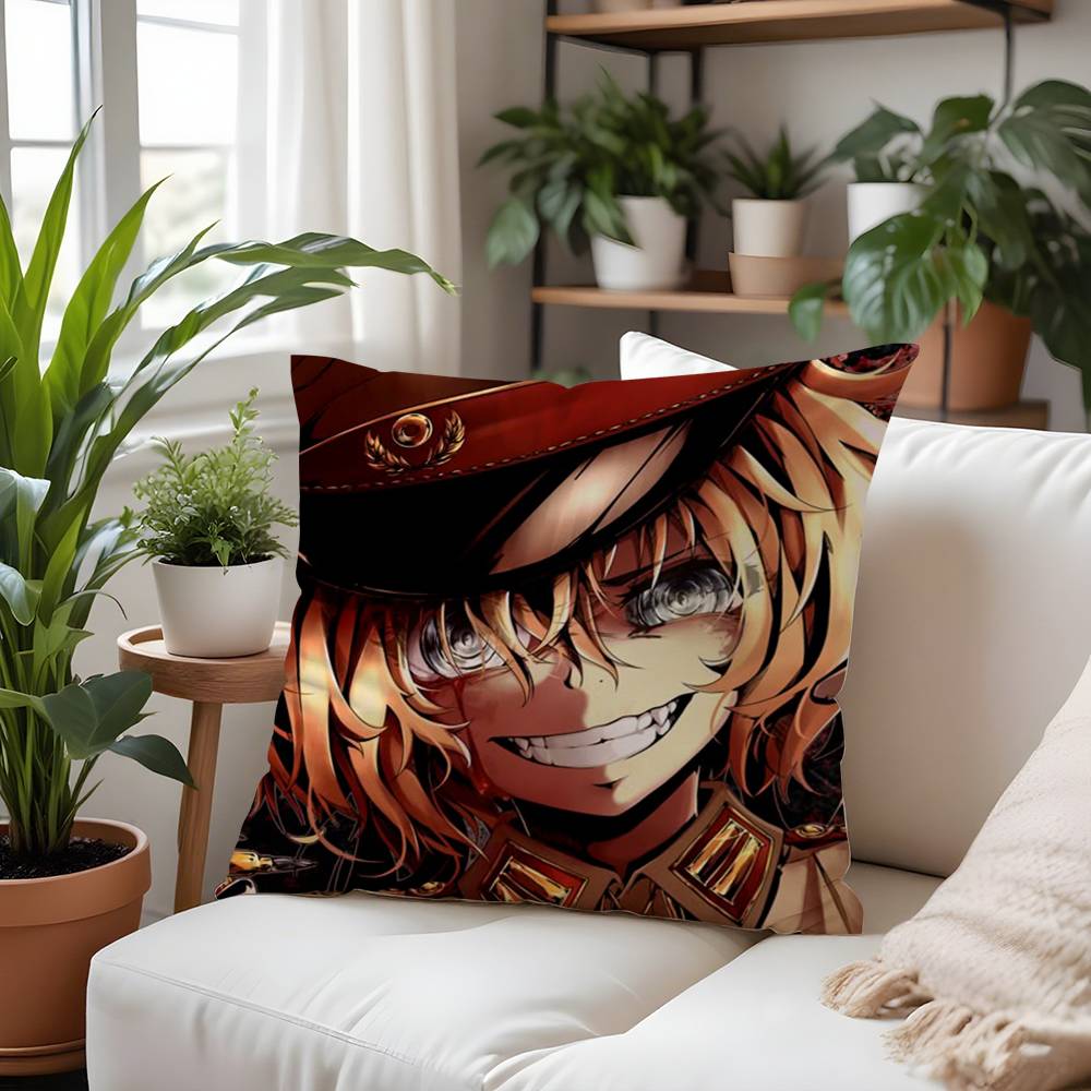 

Saga Of Tanya The Evil Pillow Case Plush Fabric Soft Pillowcase Double Sided Print Cushion Cover Household Gifts 12x12Inch