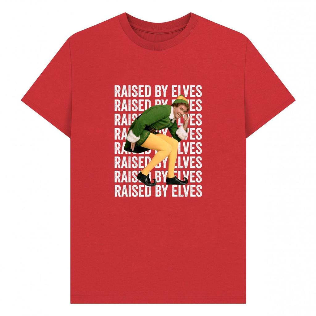 Elf Unisex Adult Raised By Elves Graphic T-Shirt
