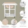 Rolling Kitchen Cart Set Drop Leaf Breakfast Table with 2 Stools for Living Room Dorm Apartment