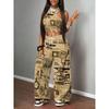 Y2K Streetwear Set Damen - Bedrucktes Crop Top Shorts Passendes Outfit Lässig 3D Grafik Sportliches Ensemble