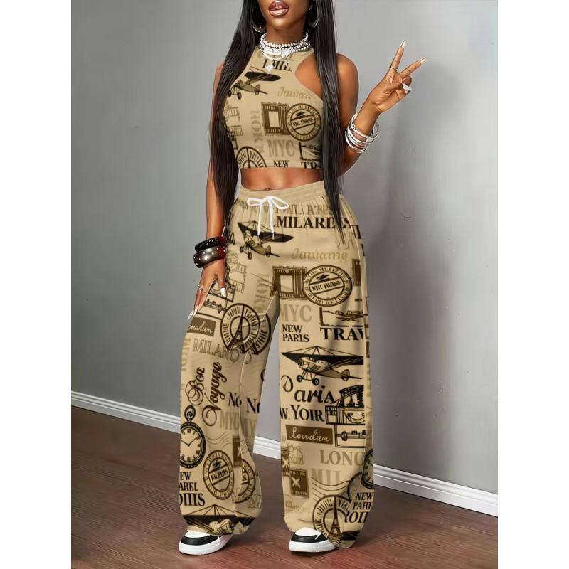 Y2K Streetwear Set Damen - Bedrucktes Crop Top Shorts Passendes Outfit Lässig 3D Grafik Sportliches Ensemble
