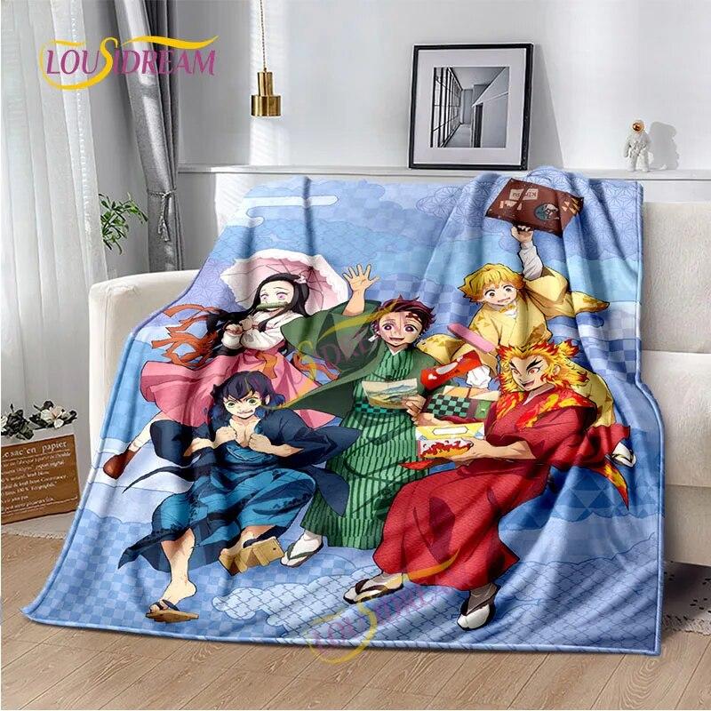 Japanese Cartoon Series Blanket Living Room Bed Sofa Travel 3D Demon Slayer Blanket Cartoon Home Office Hiking Gift