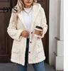 Long Sleeve Warm Coat Women Fleece Jacket with Pockets, Hooded for Fall Winter, Oversized Casual Button Front Cardigan Outerwear Cozy