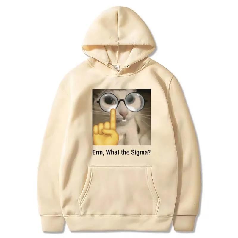 Ehm, jaká Sigma? Vtipná memová sportovní mikina s kapucí pro muže a ženy, hloupý kočičí humor, potištěná módní topy, fleecová mikina, zimní mikina s kapucí