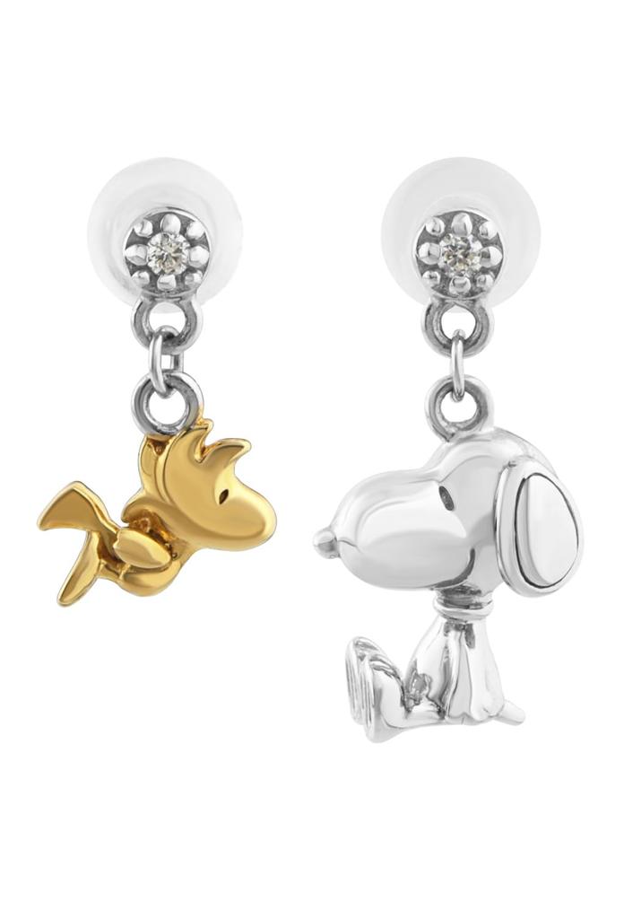 Limited Jewelry Case Set Snoopy Woodstock 3D 3D Swaying Asymmetrical Earrings 2P Binaural 925 Silver Gold PEANUTS Official Official Goods [Shinjuku