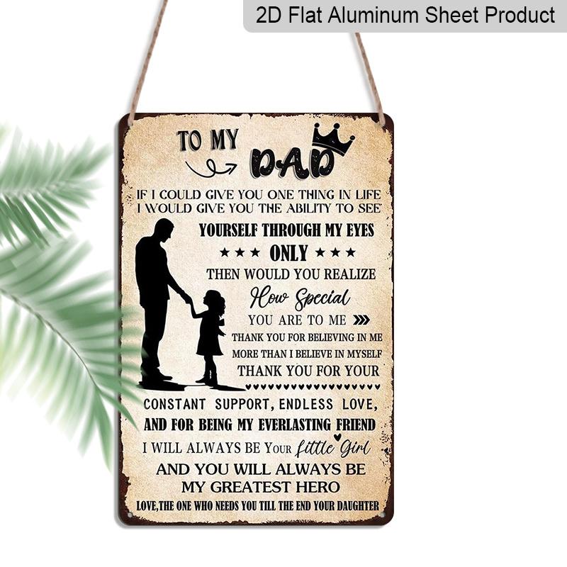 

2D Flat, 1pc To My Dad From Daughter Aluminium Sign - 8 x12 Rustic Father s Day Decor, Silhouette Dad & Daughter Wall Art, Perfect for Dad Gifts 20*30cm