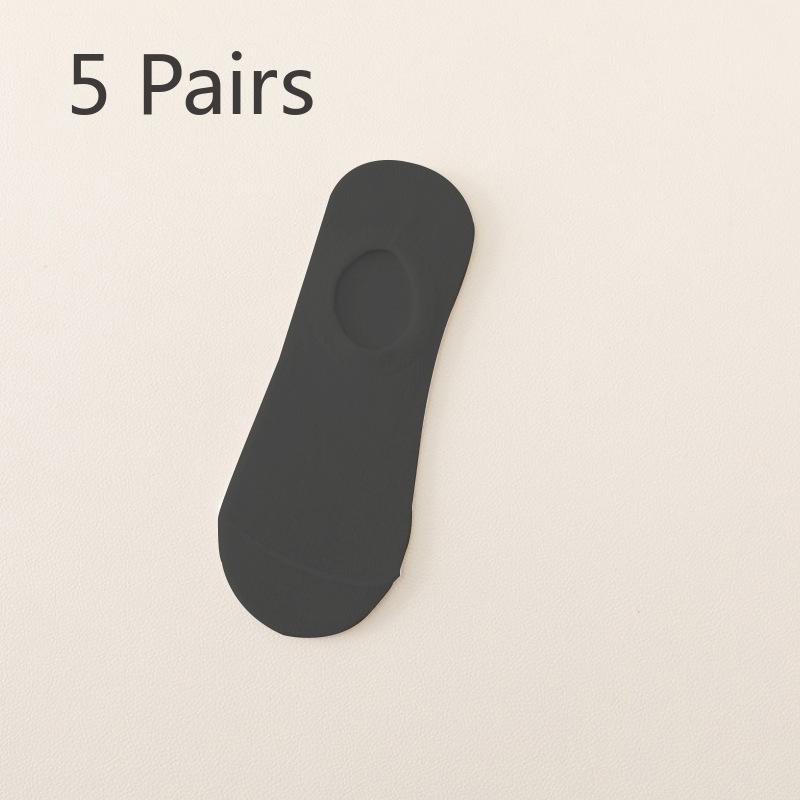 

5 pairs of spring and summer shallow women s boat socks candy-coloured invisible socks Silicone non-slip anti-falling heel leisure cotton socks tide 5 pairs темно-серого