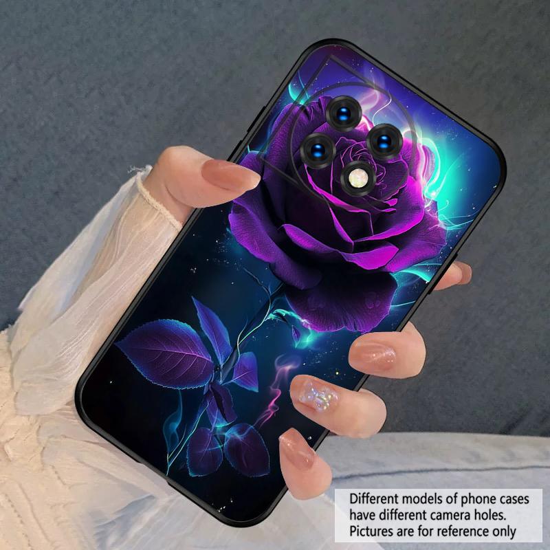 Dark Purple Rose For Oneplus 8T 9 9R 10 Pro 11 12 13 13R 5G ACE 5 Nord2 4 CE 3 4 Lite N20 SE N200 silicone soft phone case