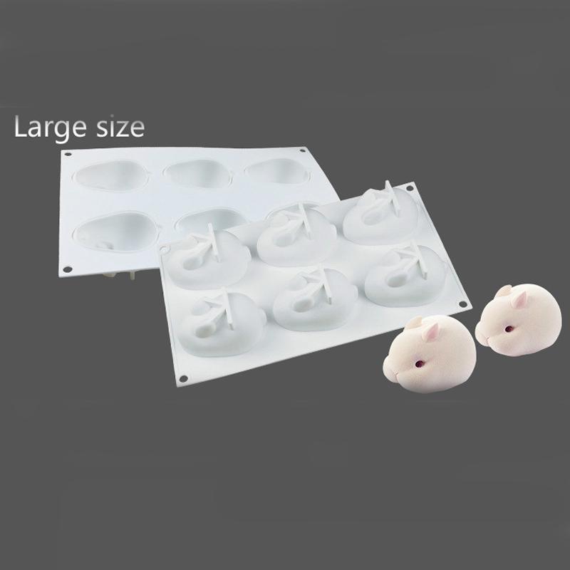 6 Even Bunny Mousse Cake Silicone Mold Ice Cream Jelly Silicone Baking Abrasive