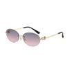 New Y2k Vintage Rimless Oval Sunglasses Women For Men Luxury Brand Designer Sun Glasses Punk Popular Metal Ball Sexy Eyeglasses
