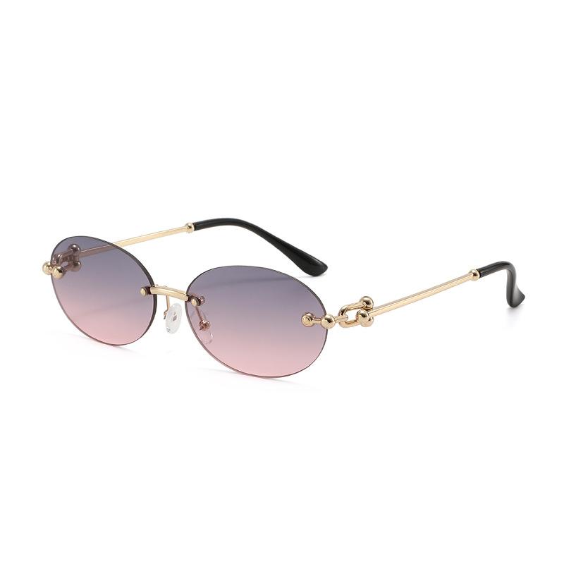 New Y2k Vintage Rimless Oval Sunglasses Women For Men Luxury Brand Designer Sun Glasses Punk Popular Metal Ball Sexy Eyeglasses