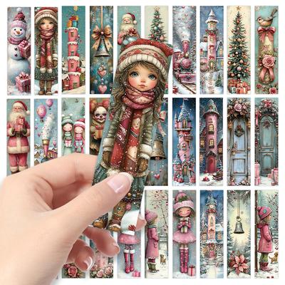 32pcs, Pink Christmas Bookmark, Suitable for Back-to-school Season, Christmas, Halloween, Teachers, Readers, and Birthdays.