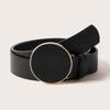 New Women's Big Round Buckle Leather Inlaid with European and American Classic Belt