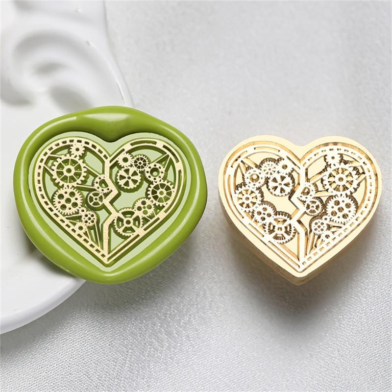 Heart Series Sealing Wax Stamp Head Heart Shaped Wax Seal Stamp for Envelopes Wedding Invitation Decorations Brass