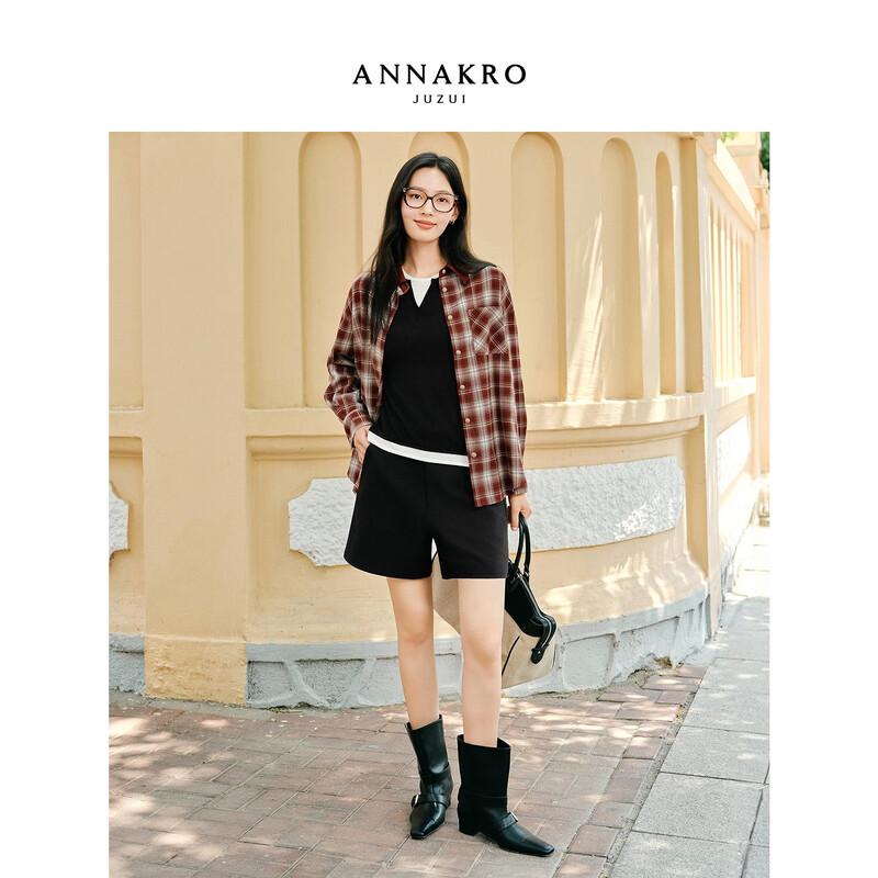 Рубашка Annakou в клетку, пэчворк, прямой силуэт M
