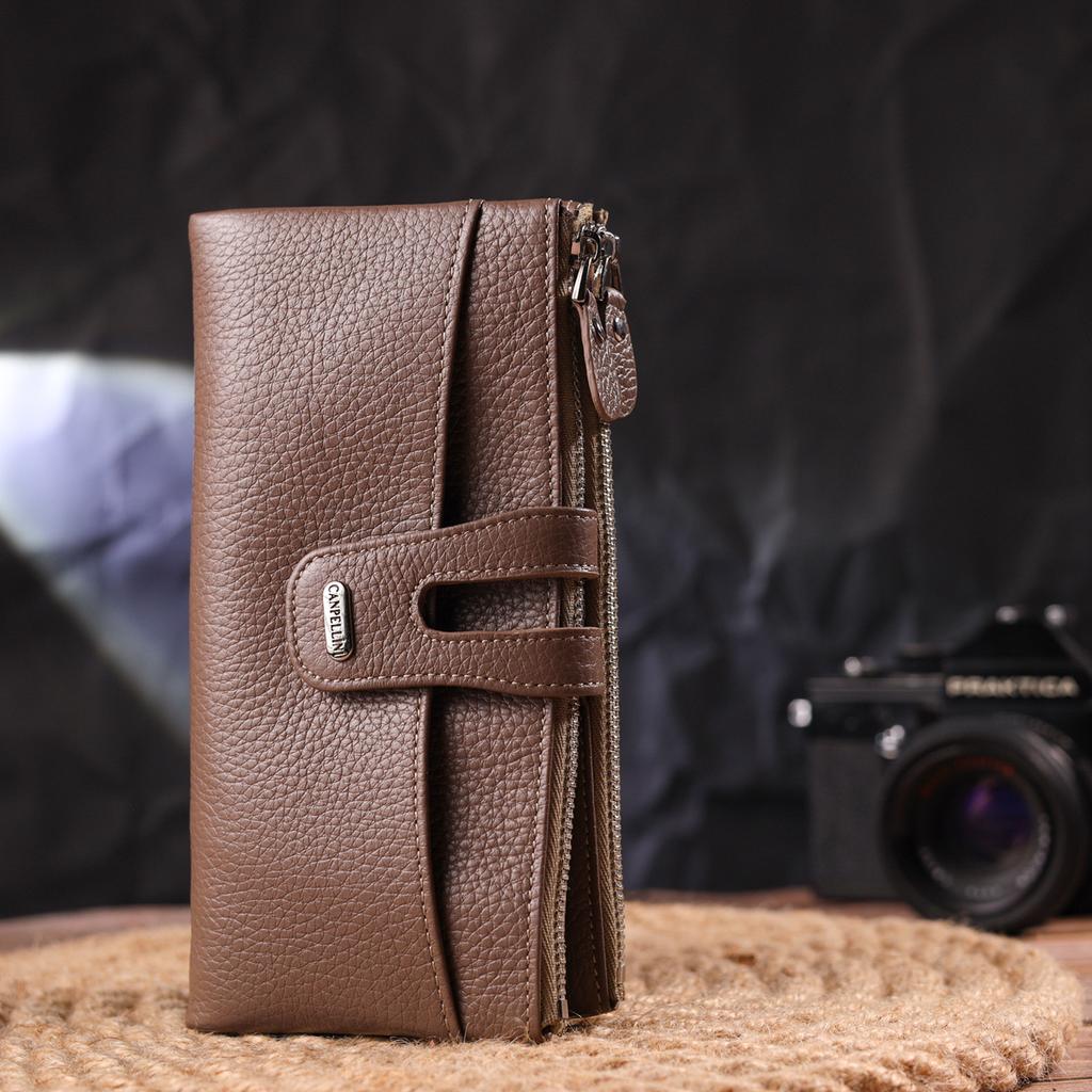 Interessante Damenkatzen aus echtem Narbenleder CANPELLINI Geldbörse 21634 Beige