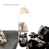 American Retro Floor Lamp with Charging Shelf and Fabric Shade