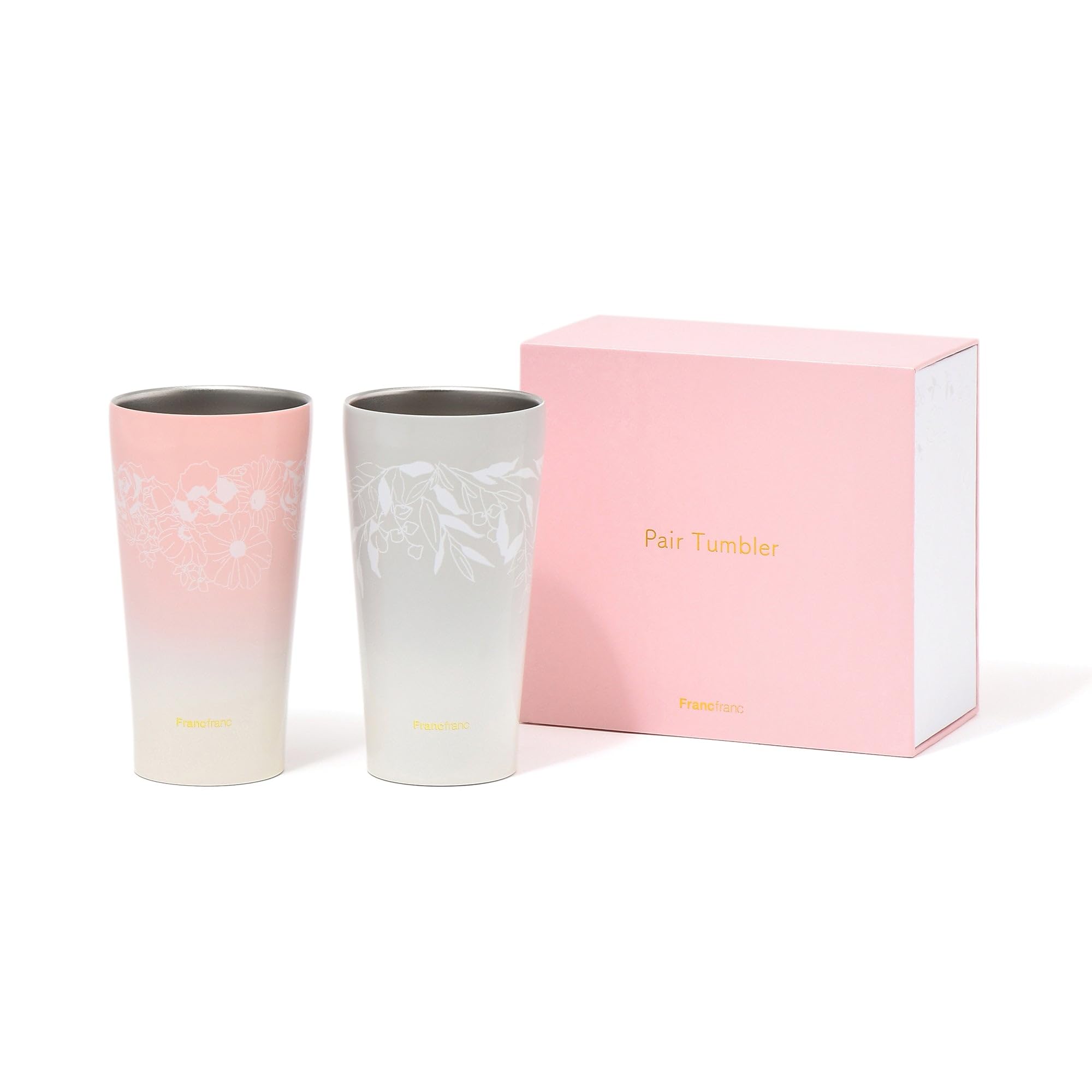 

Francfranc GS Pair of Stainless Steel Tumblers, Flower & Leaf