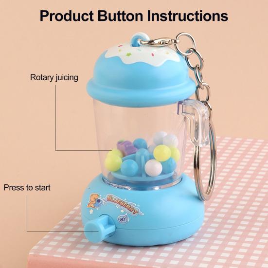 Kids Manual Juice Press Gashapon Keychain Simulation Extractor Toy with Spinning Balls Mini Backpack Charm for Boys Girls
