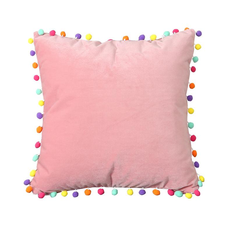 Soft Velvet Cushion Cover Decor Ball Tassel Throw Pillow Case Solid Color Luxury Home Decor Living Room Sofa Seat Pillowcase