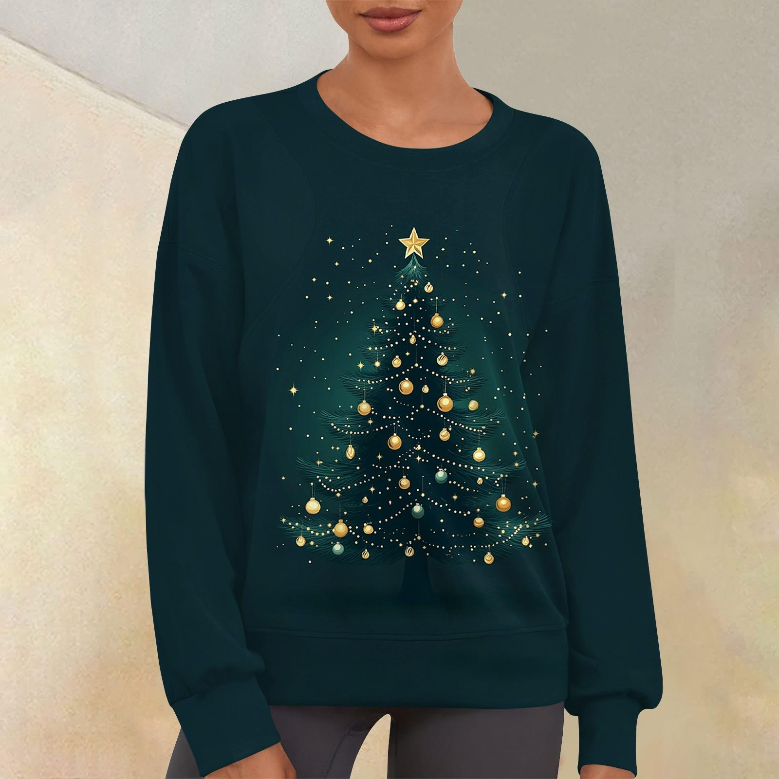 

Women s Casual Fashion Print Round Neck Drop Shoulder Sleeve Long Sleeve Sweater Top L