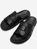 Summer Leisure Fashion Cowhide Flat Mens Slippers Personalized Trend Breathable Open Toe Solid Color Hard-Wearing Slides
