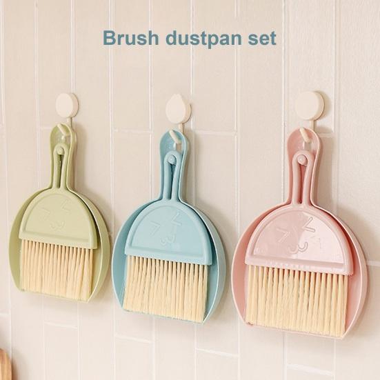 1 Set Mini Broom Dustpan Set Durable Compact Desktop Cleaning Brush Hanging Hole Design Brush Home Accessory