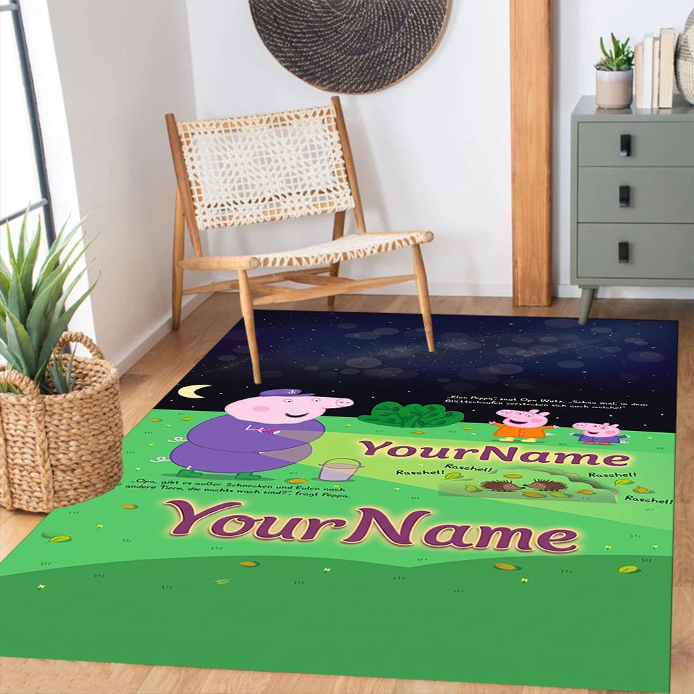 Peppa Pig Personalized Text Floor Rug Office Rug Design for Balcony Hallway Bedrooms Game Room Antislip Carpet Anime Office Decor