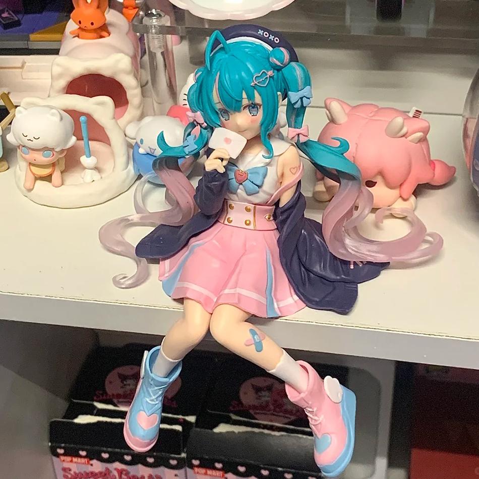 New 14Cm Anime Hatsune Miku Model Kawaii Character Ornaments Love Sailor Uniform Car Ornament Collectible Figure Gift